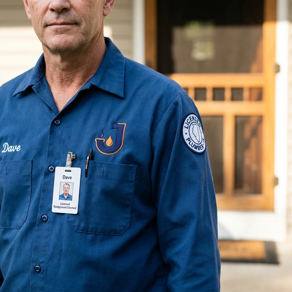 Licensed plumber showing ID badge in Thoreau, NM